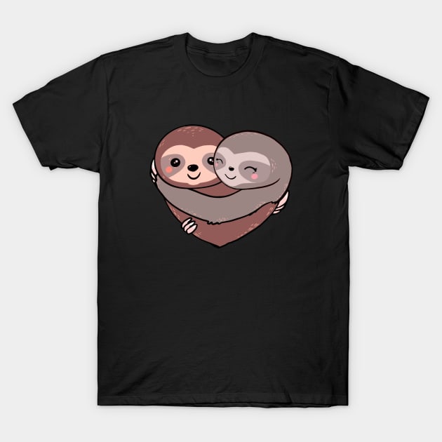 Sloth lover flowers heart and sweet hug T-Shirt by Collagedream